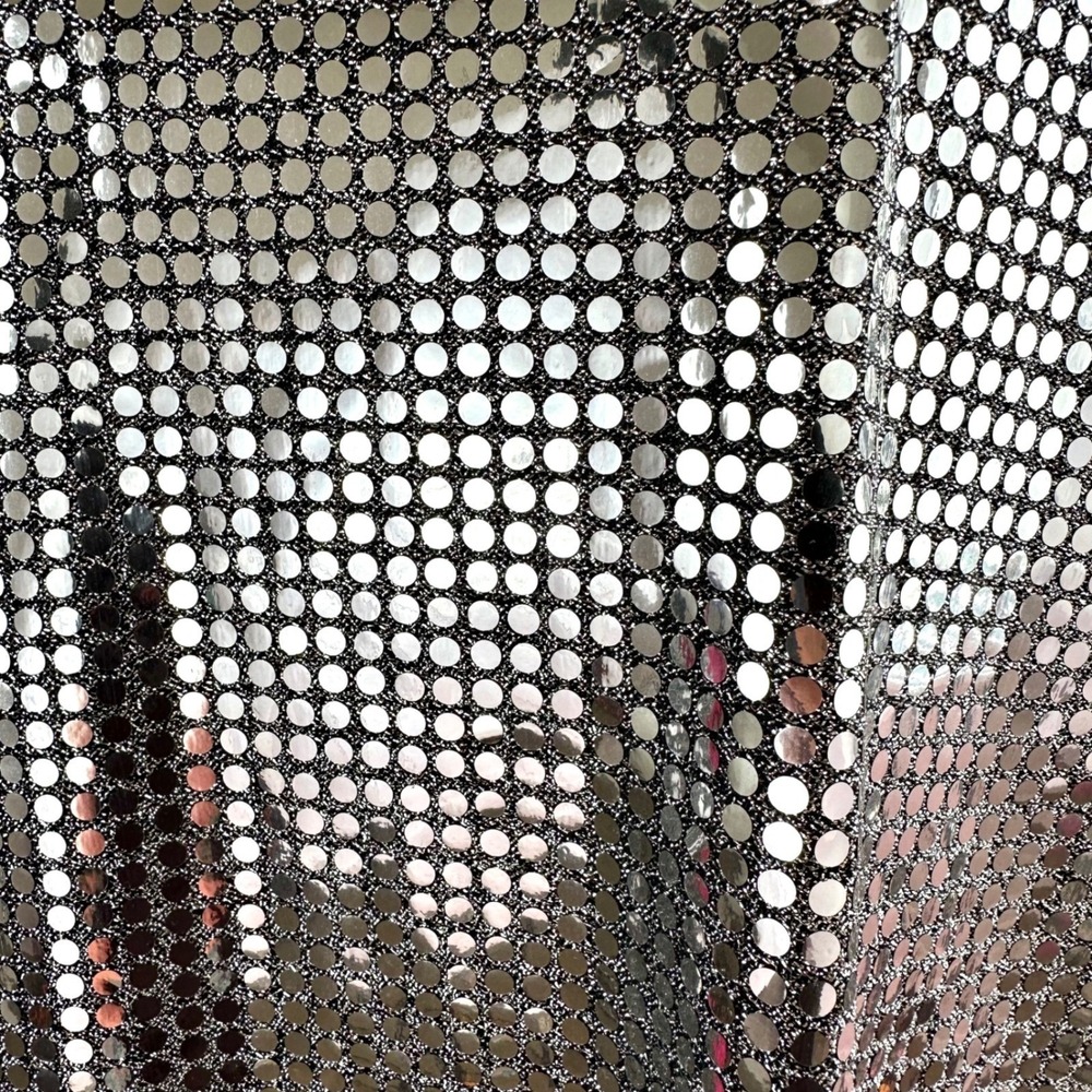 Vintage Silver Metallic Liquid Metal Top Tunic Medium 1980s Disco Party Glam - Picture 3 of 17